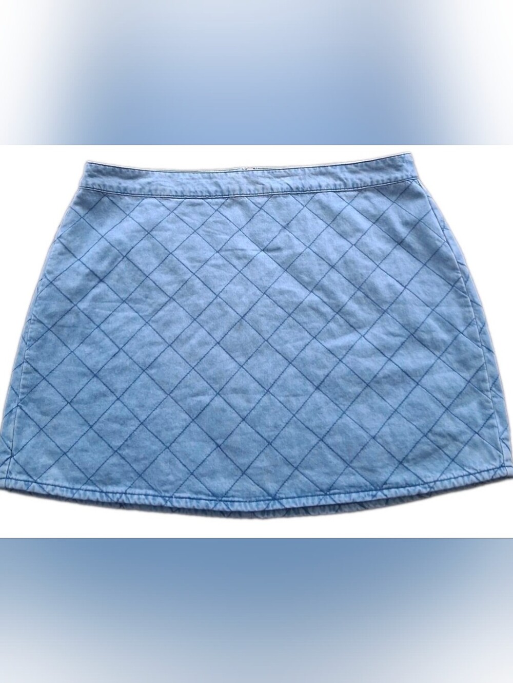 Eloquii Denim Skirt Sz 22 Knee Lgth MedWash Diamond Pattern W/Zipper & Lined - Picture 1 of 8